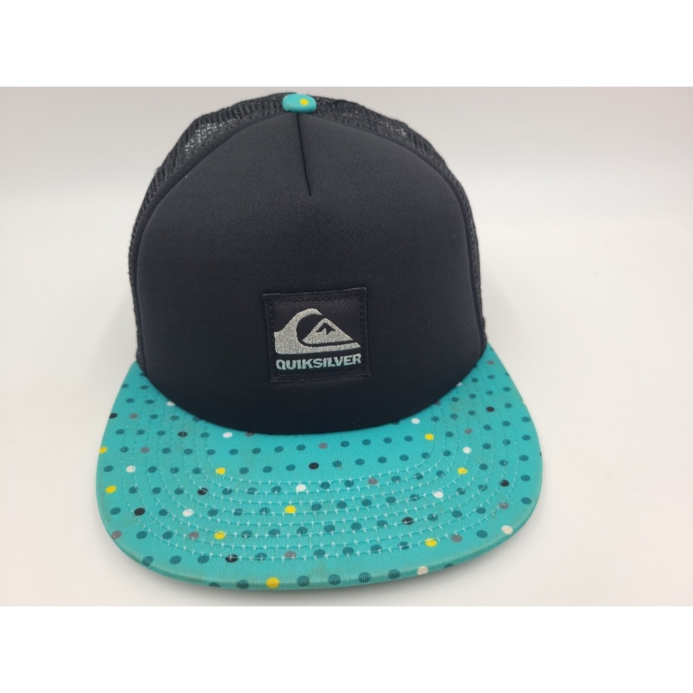 Women Quiksilver Mesh Trucker Snapback Hat Cap Surf Skate Baseball Black Blue